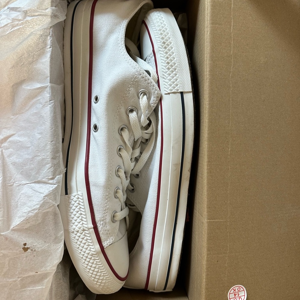 White Canvas Sneakers with Red Accents